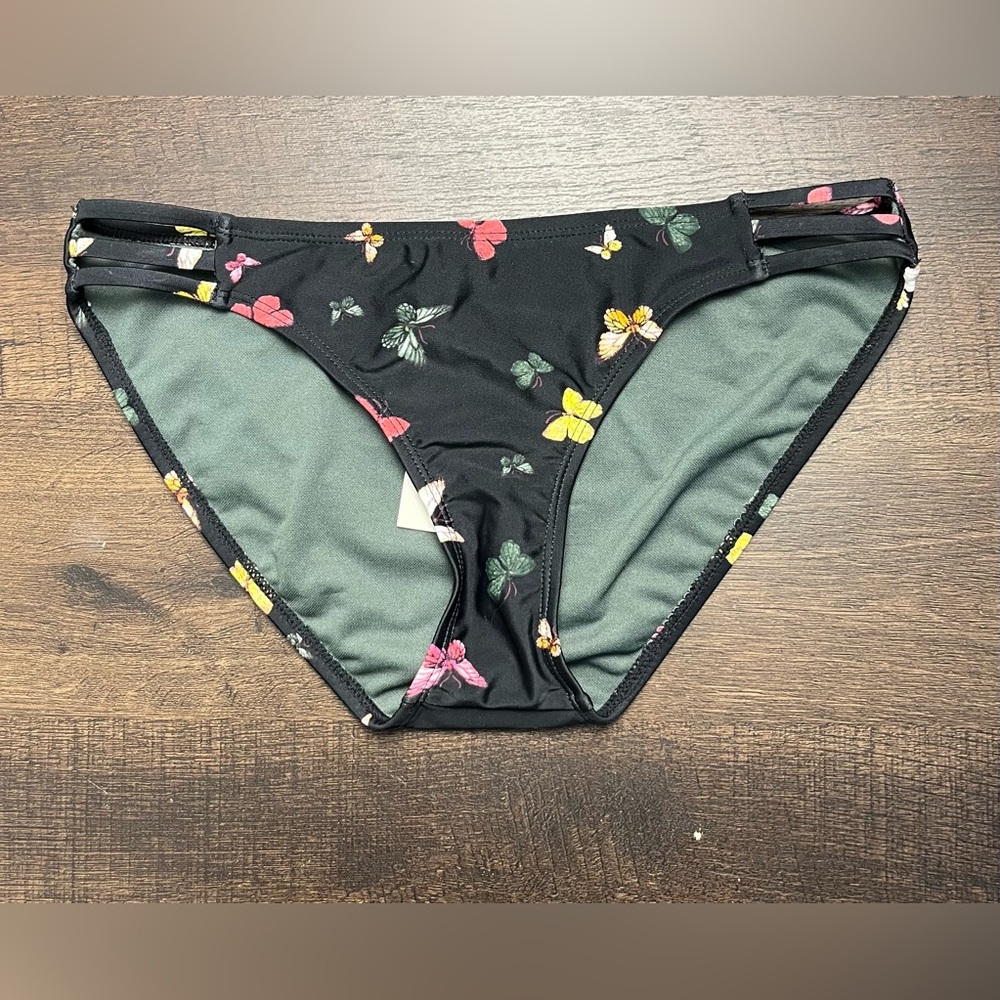 Black Butterfly Print Swimsuit Bottoms NWT Small